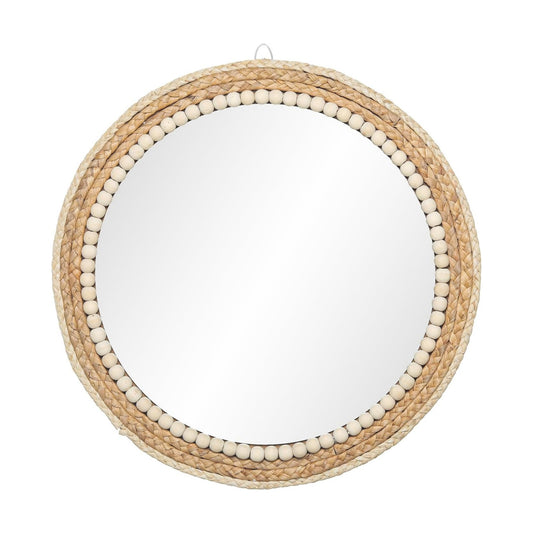 Boho Round Hanging Wall Mirror Decorative Rattan Circle Mirrors / 18 Inch Wood / 18 Inch