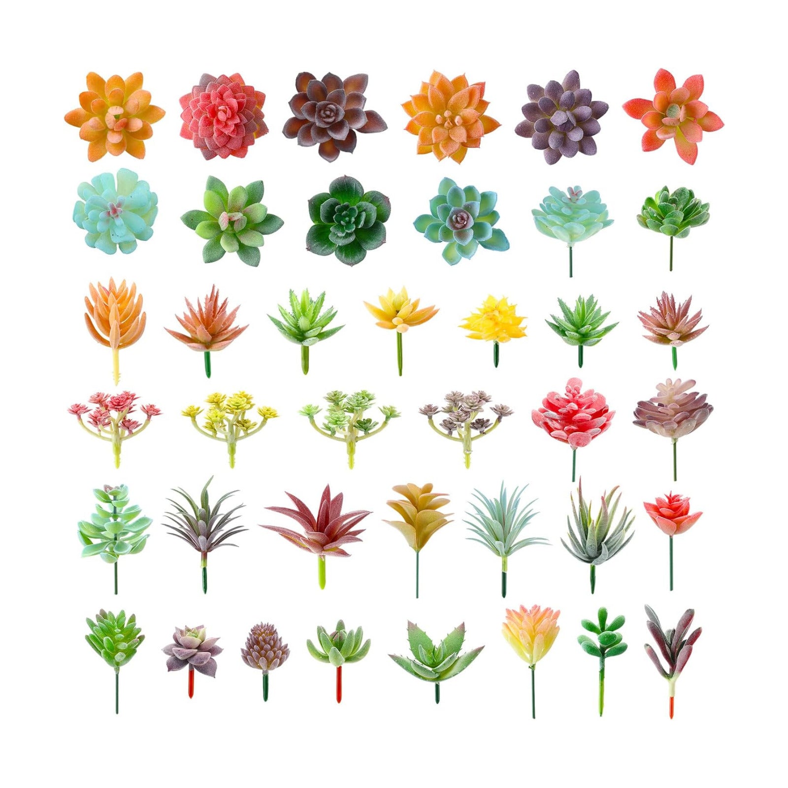 Artificial Succulent Plants Faux Realistic Fake Unpotted Mini Succulents for DIY Garden / Set of 40