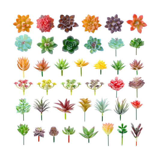 Artificial Succulent Plants Faux Realistic Fake Unpotted Mini Succulents for DIY Garden / Set of 40