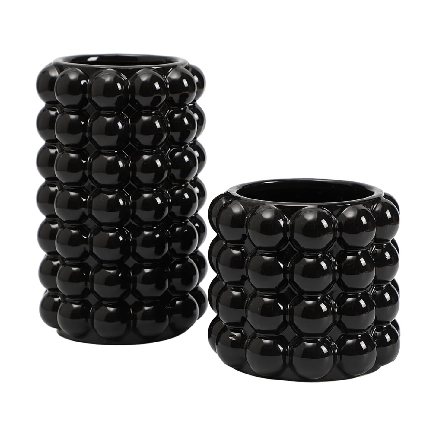 Ceramic Vases / Boho Flower Vase for Pampas Grass / Black / Large+medium / Set of 2