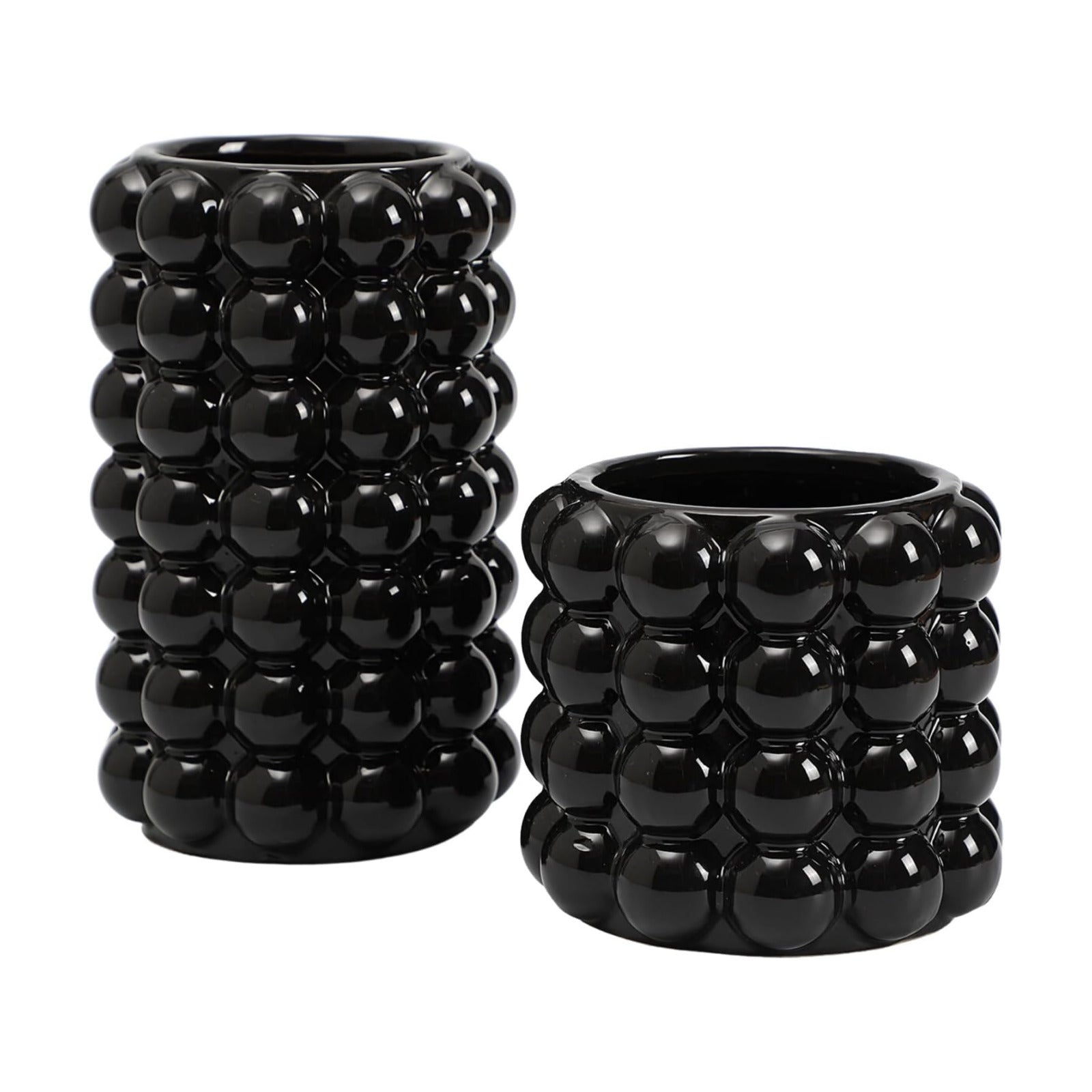 Ceramic Vases / Boho Flower Vase for Pampas Grass / Black / Large+medium / Set of 2