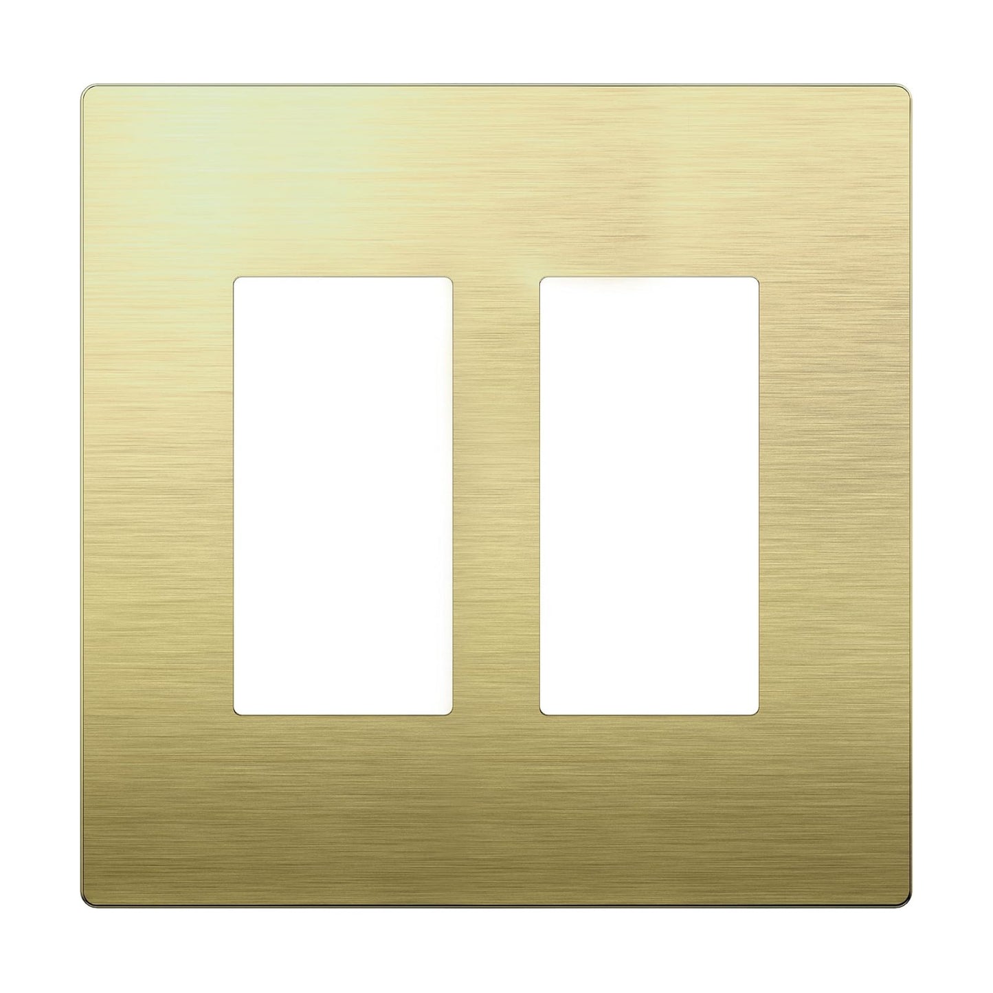 LIDER Double Decorator Metal Wall Plate, Mid-Size 2-Gang 4.88” x 4.92” | Screwless Cover, Temperature And Impact