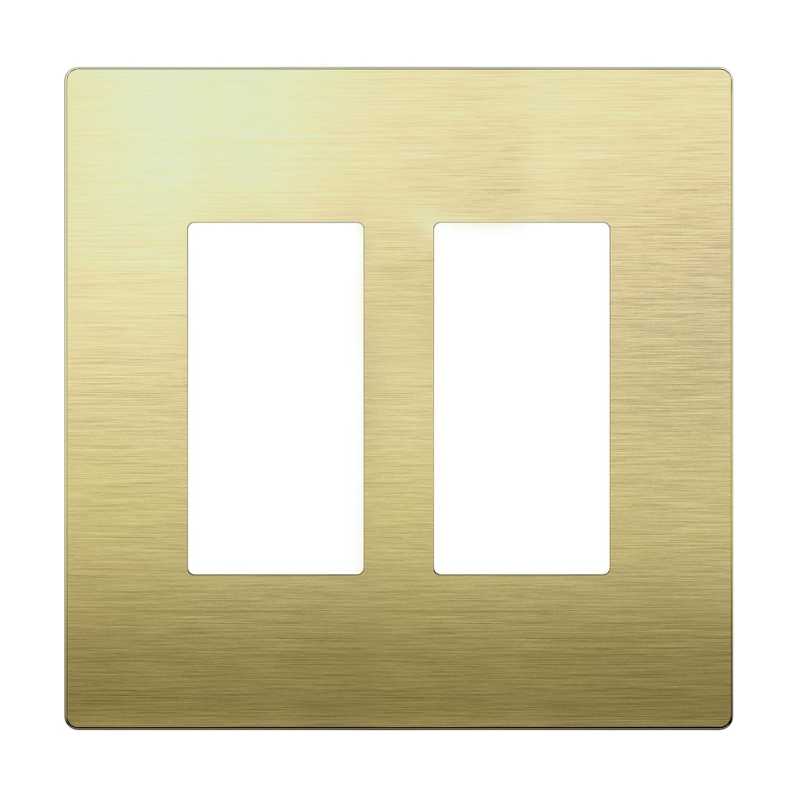 LIDER Double Decorator Metal Wall Plate, Mid-Size 2-Gang 4.88” x 4.92” | Screwless Cover, Temperature And Impact