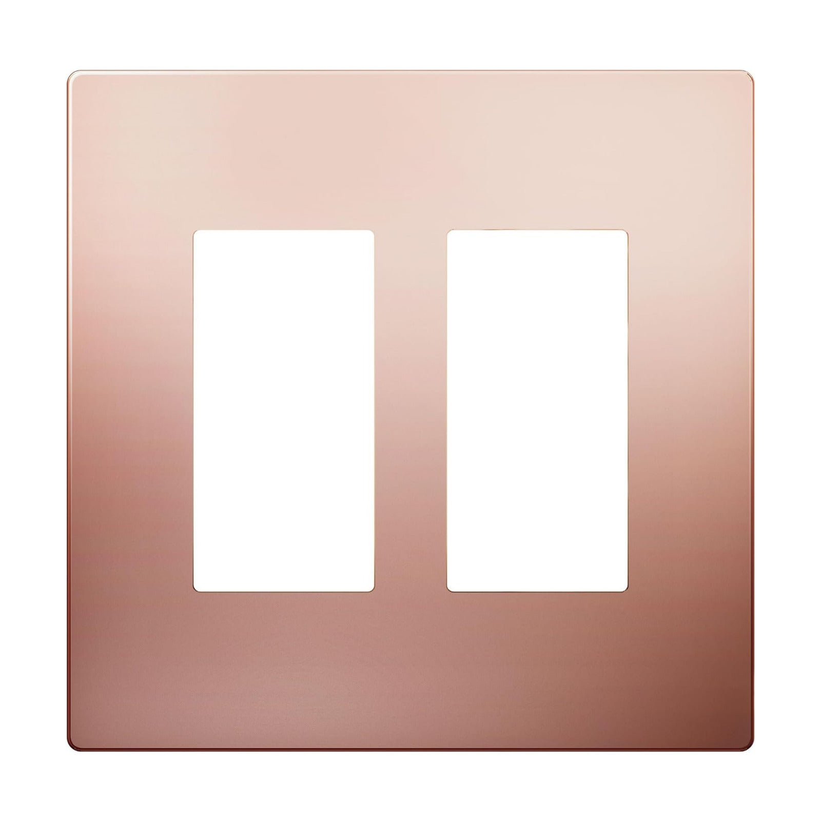 LIDER Double Decorator Metal Wall Plate, Mid-Size 2-Gang 4.88” x 4.92” | Screwless Cover, Temperature And Impact