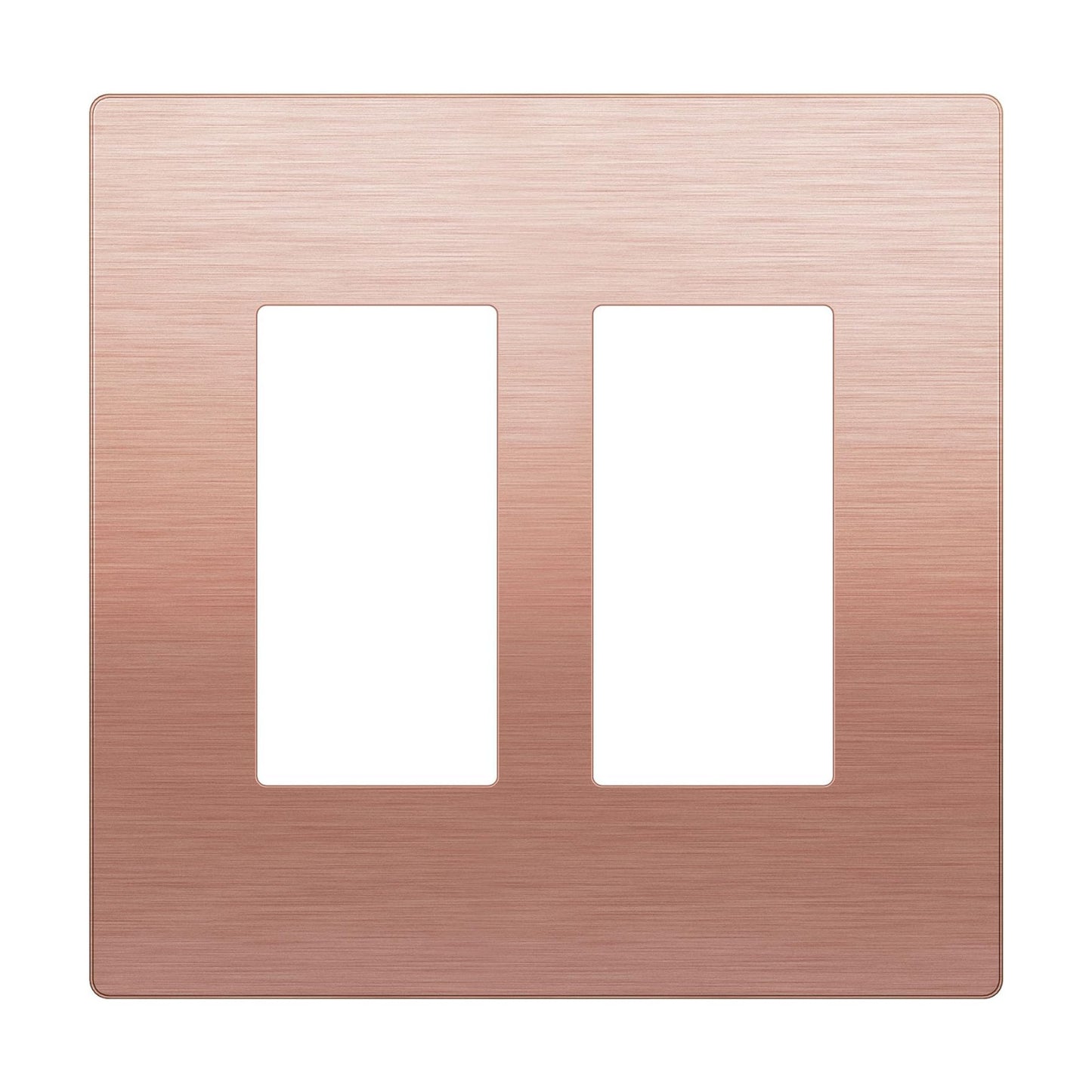 LIDER Double Decorator Metal Wall Plate, Mid-Size 2-Gang 4.88” x 4.92” | Screwless Cover, Temperature And Impact