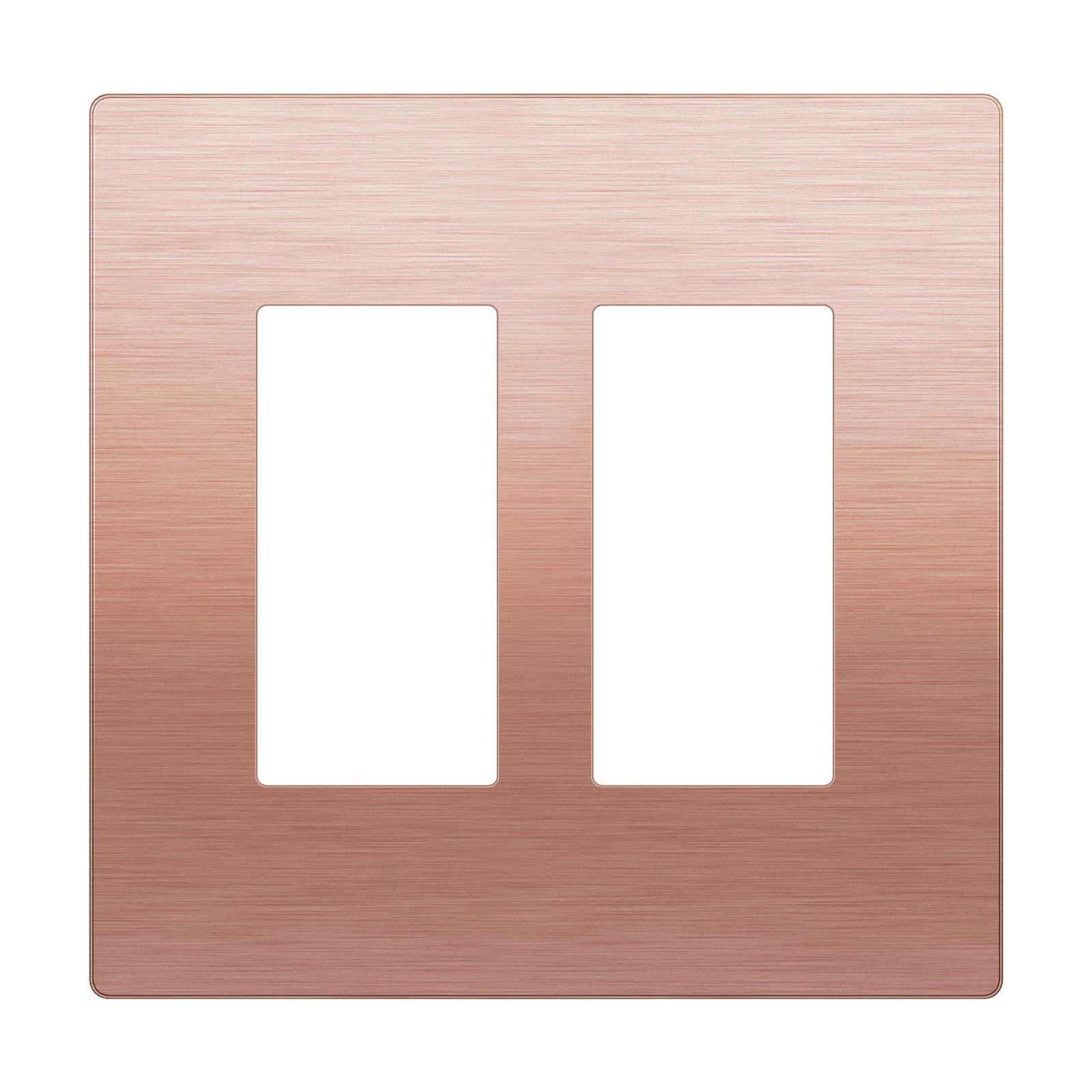 LIDER Double Decorator Metal Wall Plate, Mid-Size 2-Gang 4.88” x 4.92” | Screwless Cover, Temperature And Impact