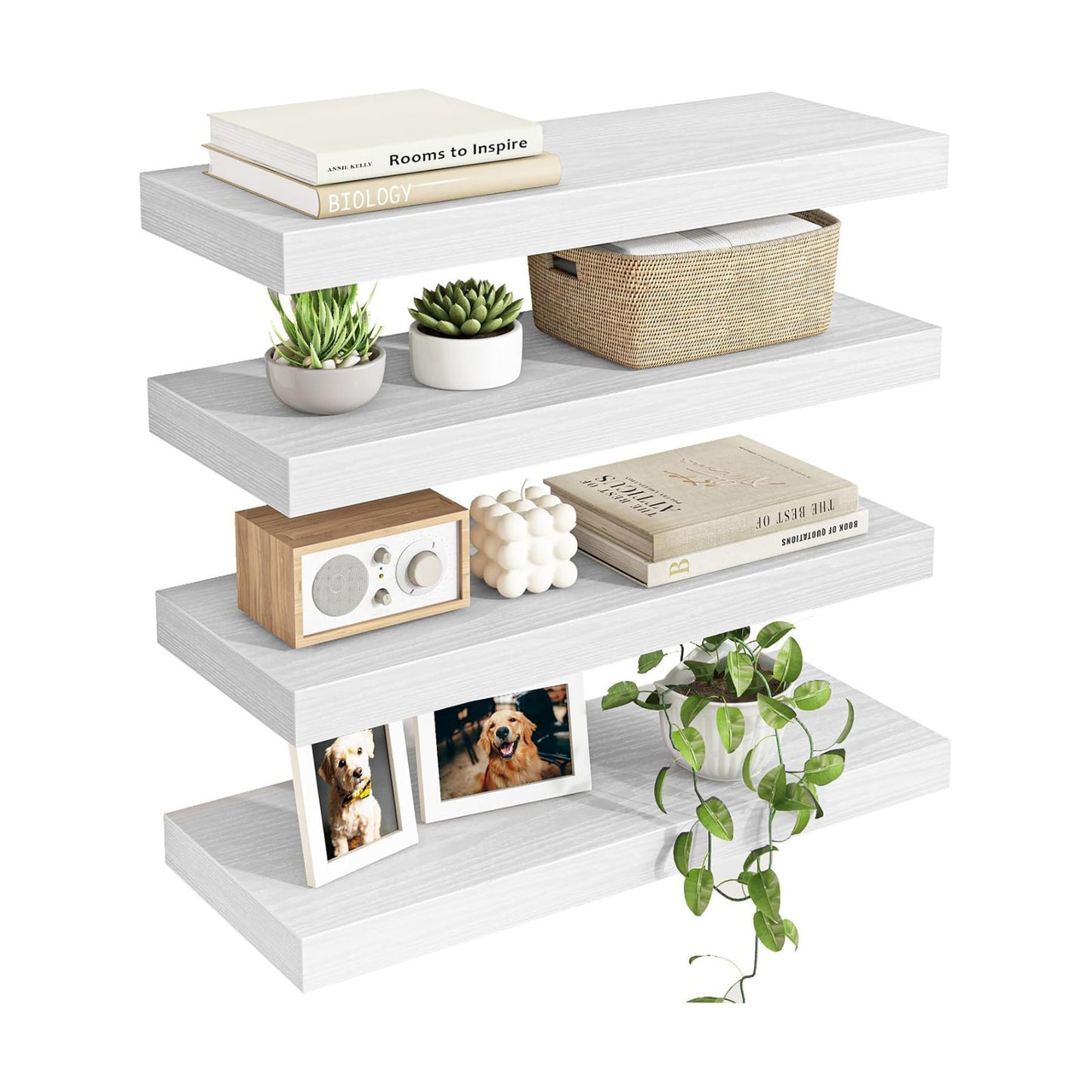 Fixwal Floating Shelves for Wall Decor (White, Set of 4, 15.7 Inch)
