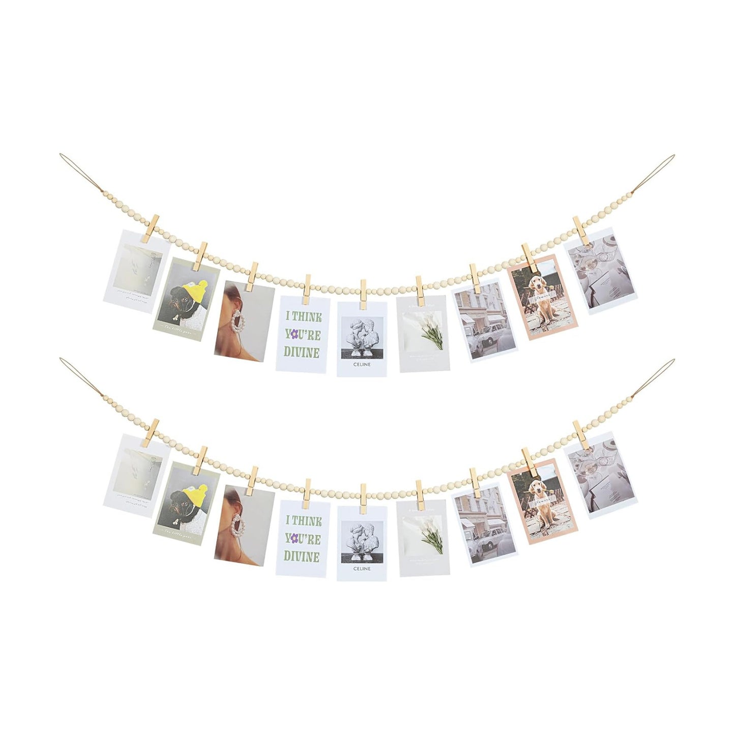 Boho Wooden Bead Garland Collage Picture Frame / Nature / Set of 2