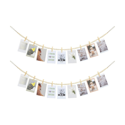 Boho Wooden Bead Garland Collage Picture Frame / Nature / Set of 2