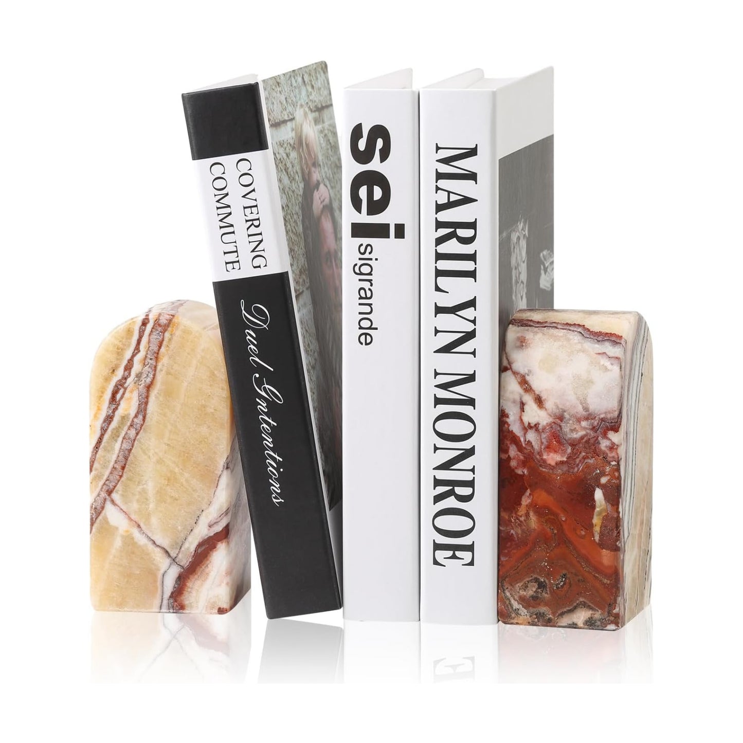 Decorative Book Ends / Orange Onyx-mexico Onyx