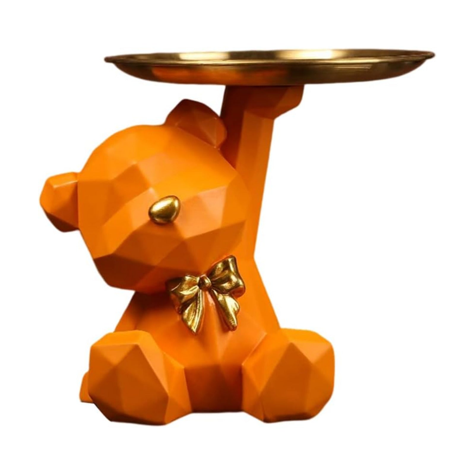 Geometric Bear Storage Tray Resin Lovely Nordic Bear Sculptures Keys Holder Lipsticks / Orange