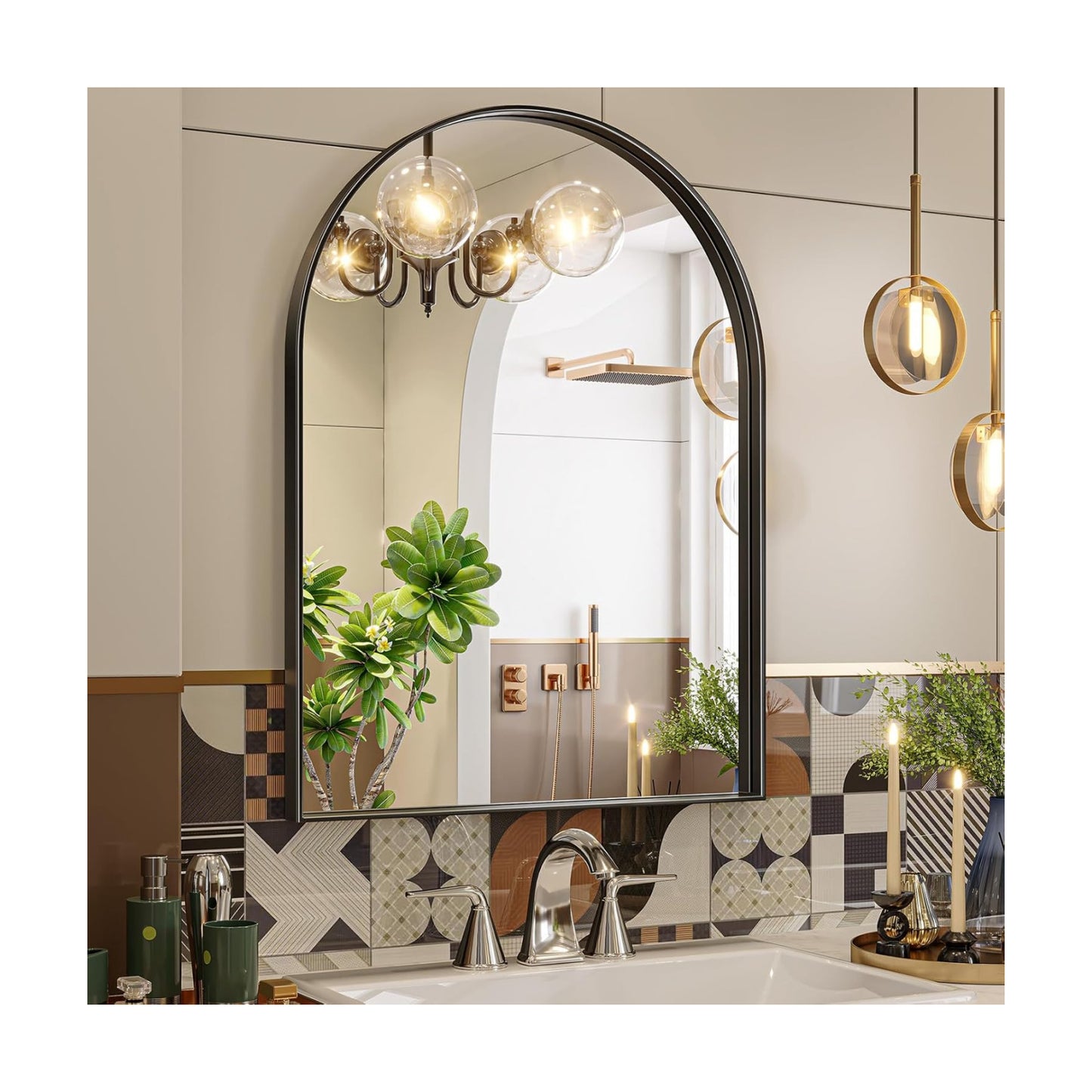 Metal Frame Bathroom Mirror / Black / 32"L x 24"W / 23.9 x 31.9