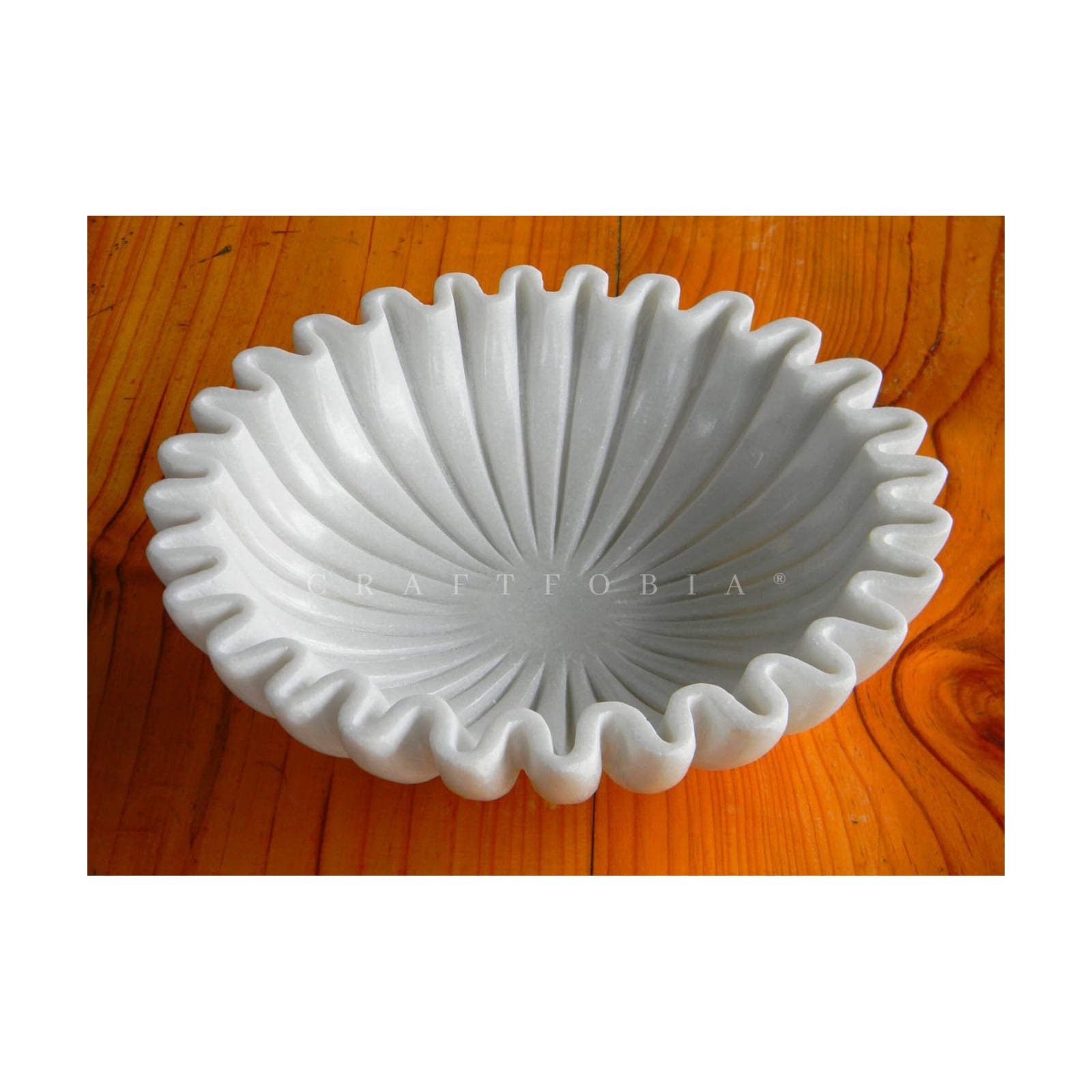 HandCrafted Marble Bowl/Antique Scallop Bowls/Fruit holder/Vintage Ring Dish gift/Marbles / 7 Inches