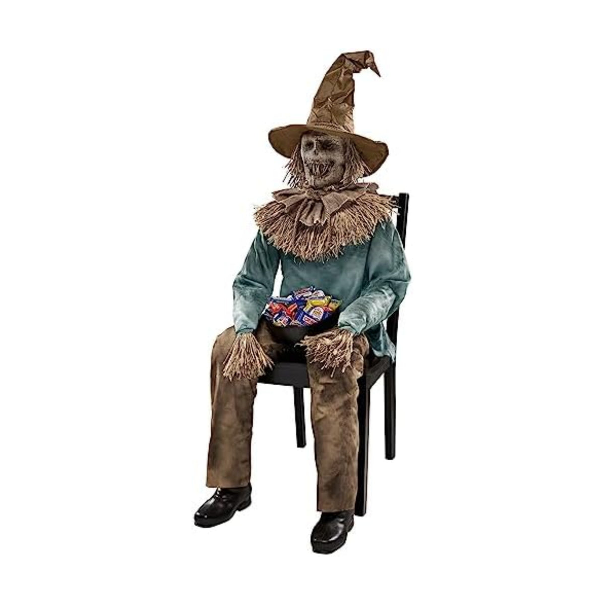 Spirit Halloween 4 Ft 6 In Scary Sitting Scarecrow Animatronic, Multicolor