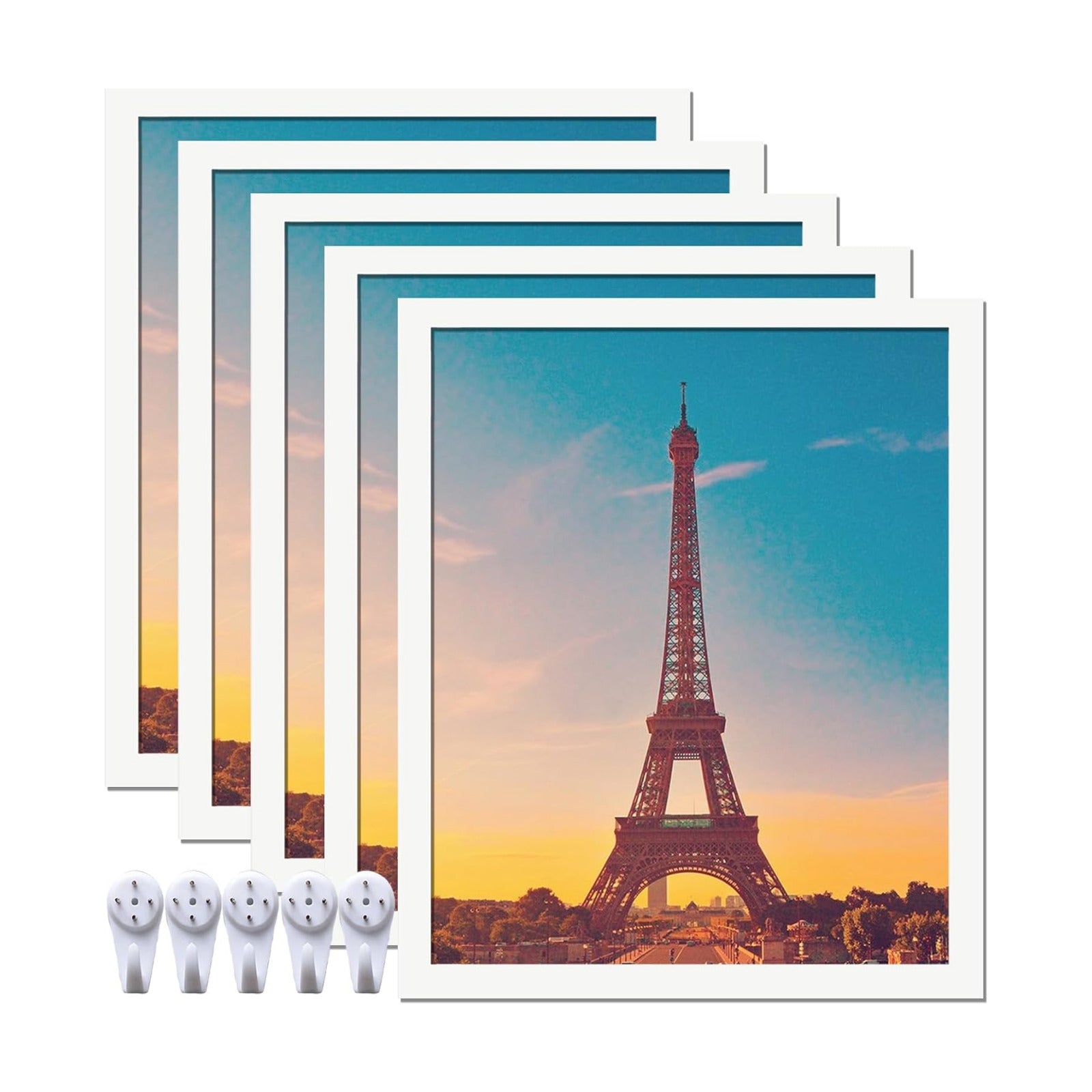 20x24 Picture Frame Set of 5, White Photo Frames for Gallery Wall Hanging | High-Clarity Clear Panel, Horizontal &