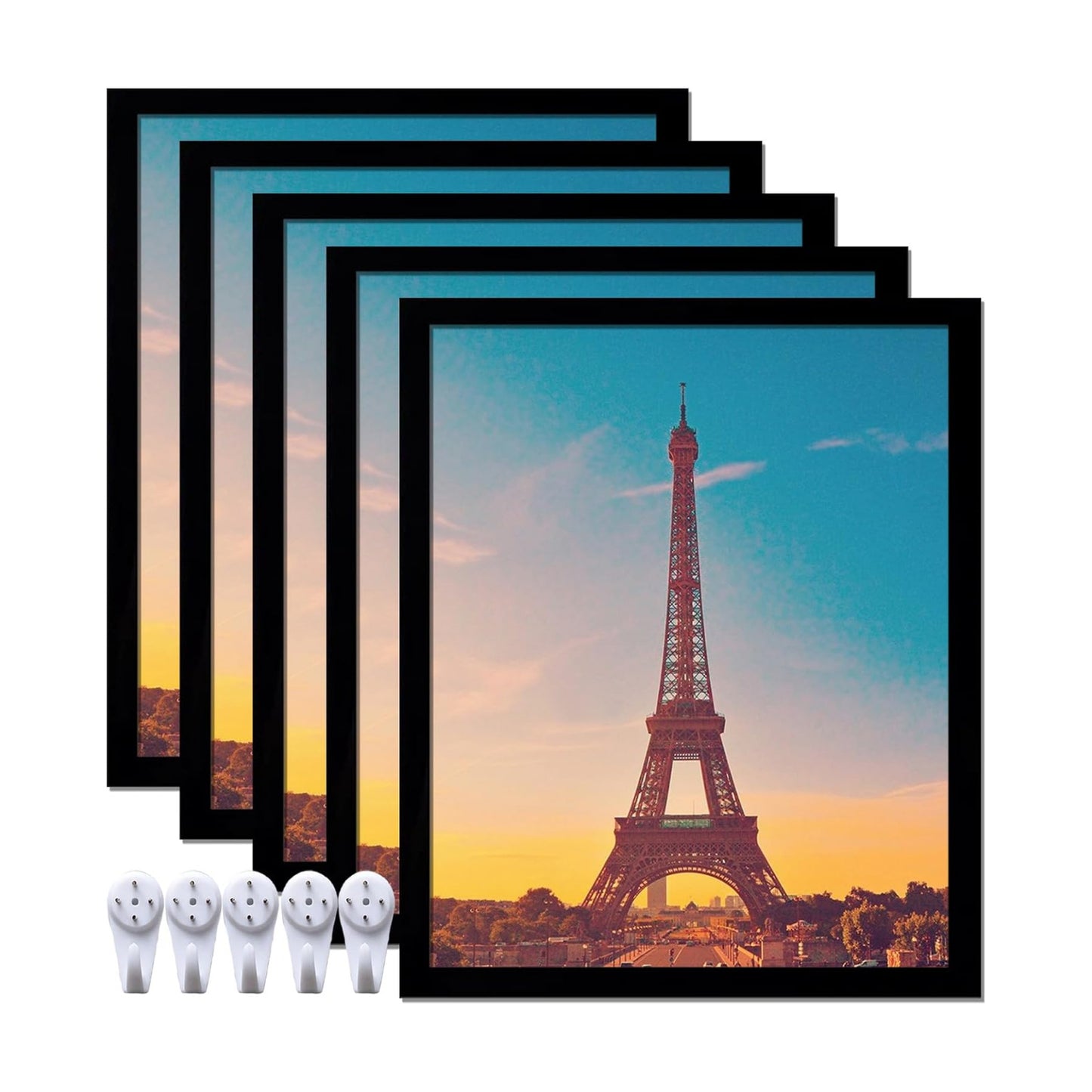 20x24 Picture Frame Set of 5, Black Photo Frames for Gallery Wall Hanging | High-Clarity Clear Panel, Horizontal &