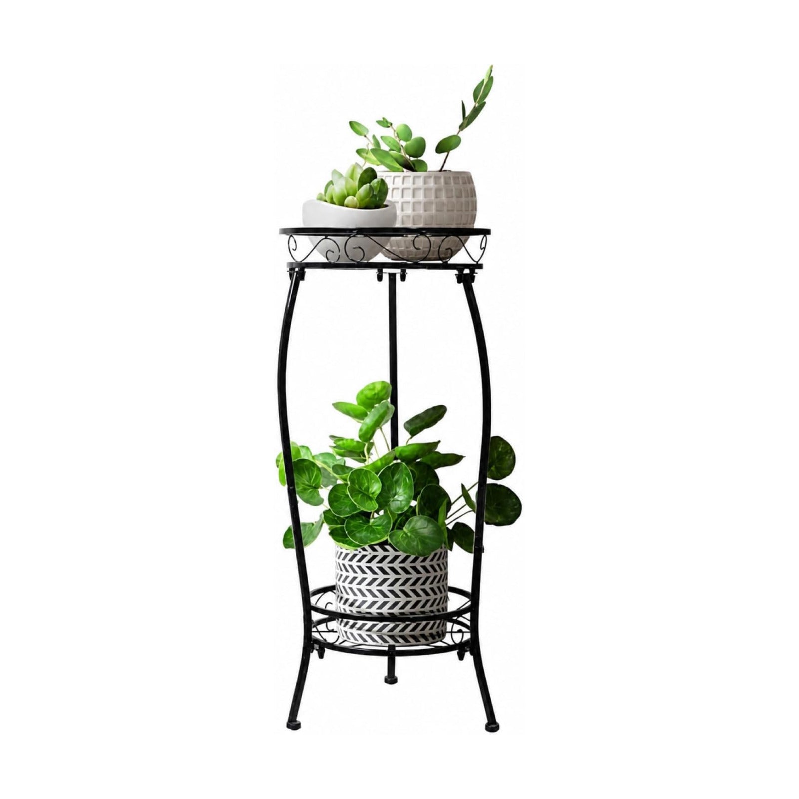 Plant Stand Indoor Outdoor 2 Tier 27" Tall Metal Potted Holder Rack Flower Pot Stand Heavy Duty Plant Shelf Rustproof