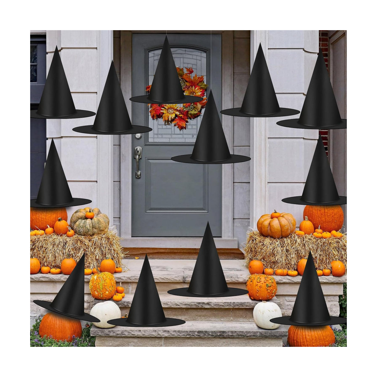 12 Pcs Halloween Decorations Witch Hat, Hanging Floating Witch Hats
