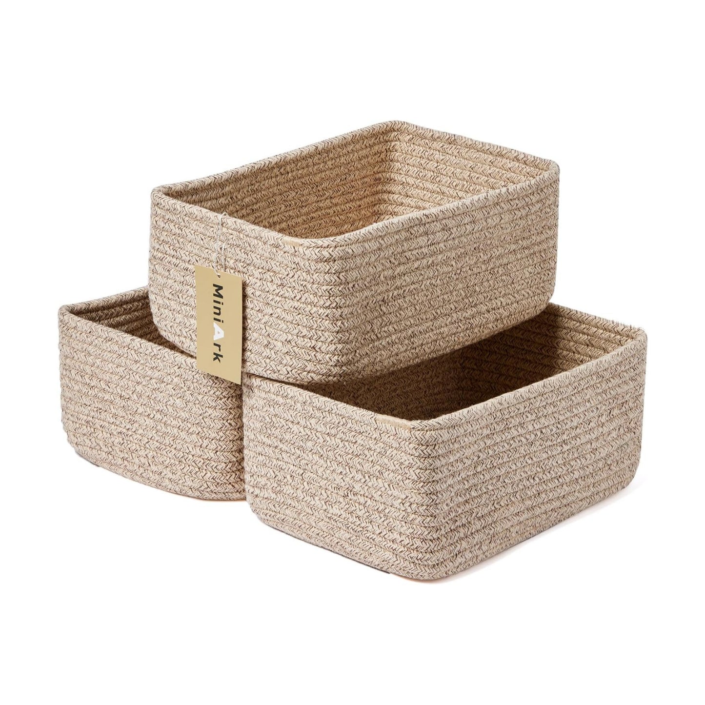 Woven Rope Baskets / L11.5xw7.5xh4.7 / Brown / Set of 3