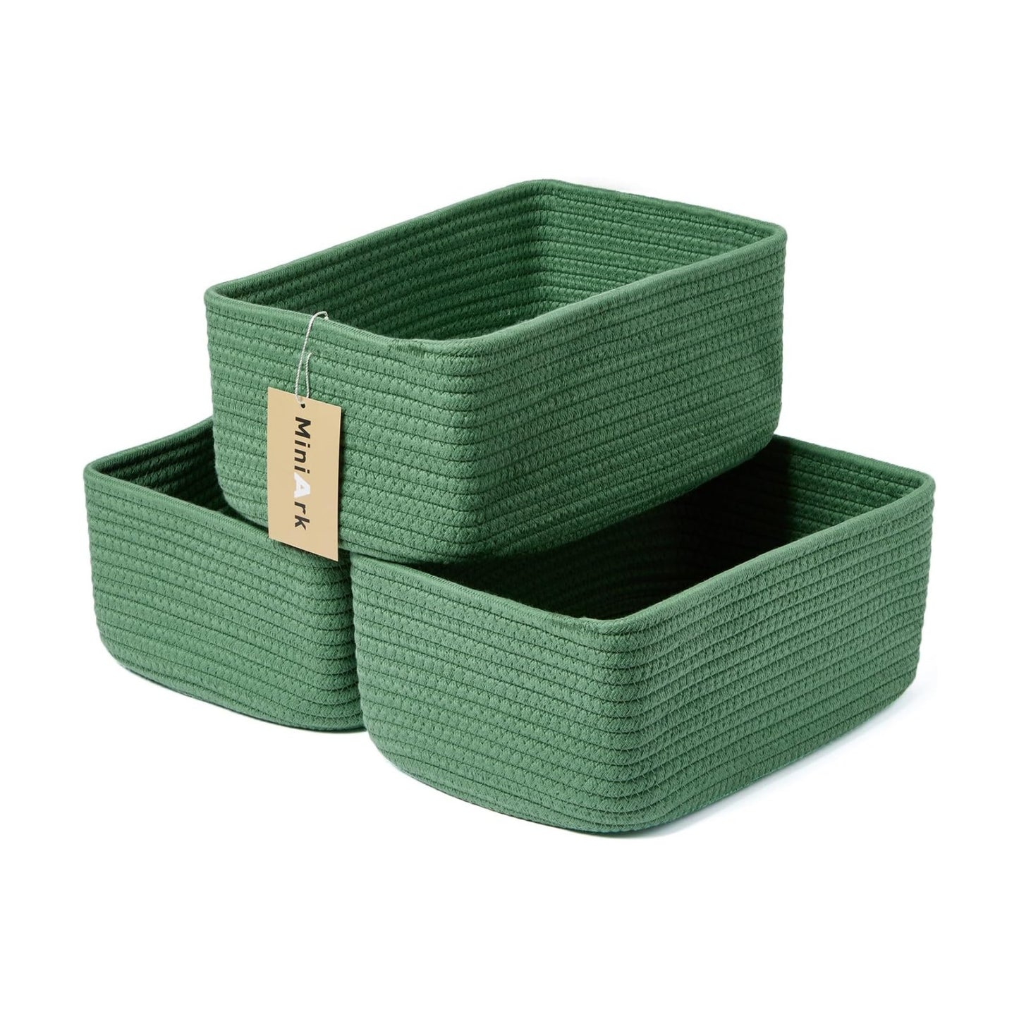 Woven Rope Baskets / L11.5xw7.5xh4.7 / Green / Set of 3