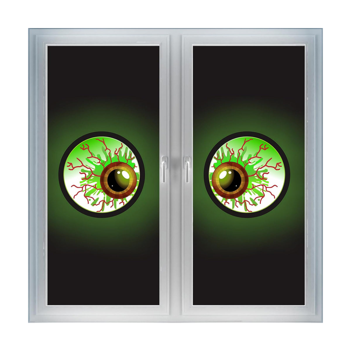 Preboun 2 Pcs Halloween Green Eyes Window Decoration Scary Spooky Halloween Window Silhouette Cover Curtain Decoration for Home Indoor Outdoor