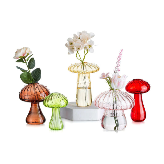 Colored Glass Small Vase for Flowers / Colorful / Set of 5