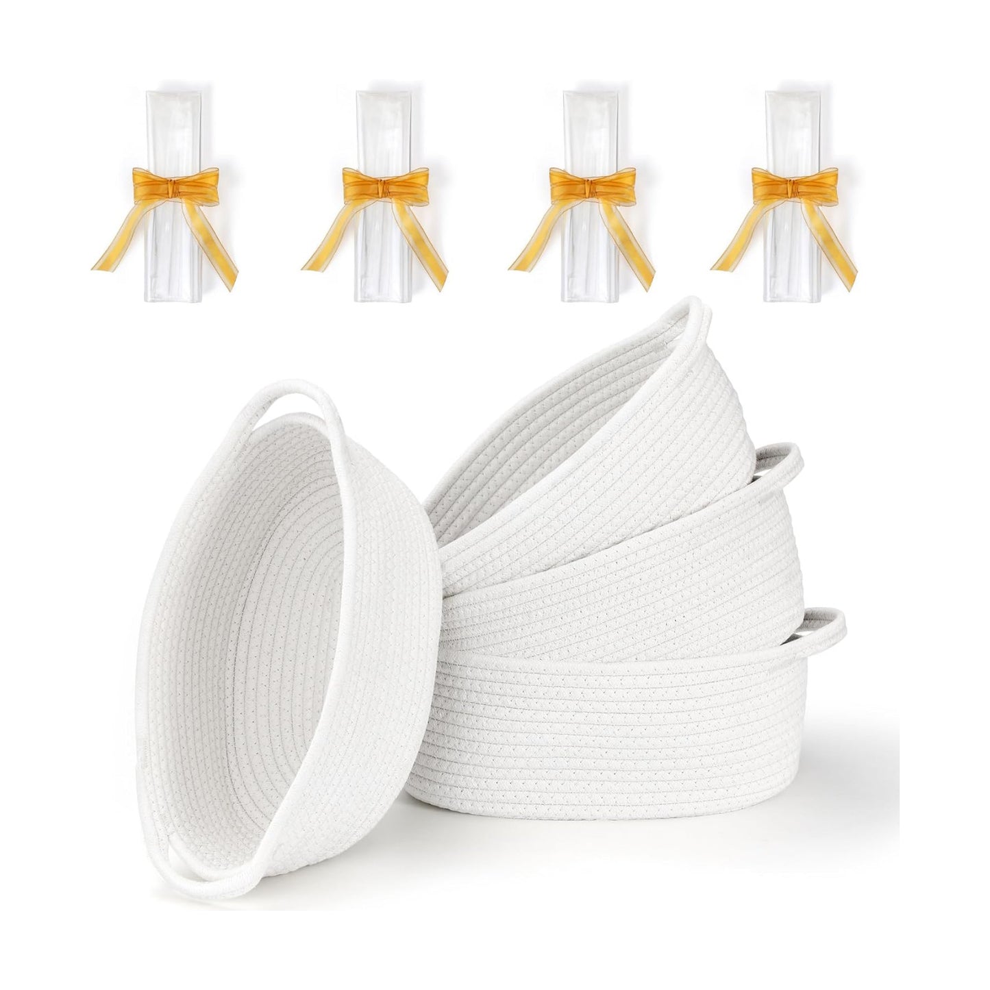 Small Woven Basket / White / 12 x 8 x 5 / Set of 4