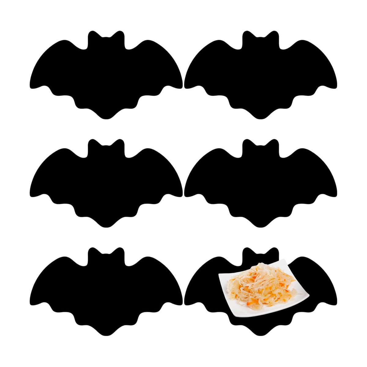 Remerry Set of 6 Halloween Bat Placemats Leather,Bat,Black