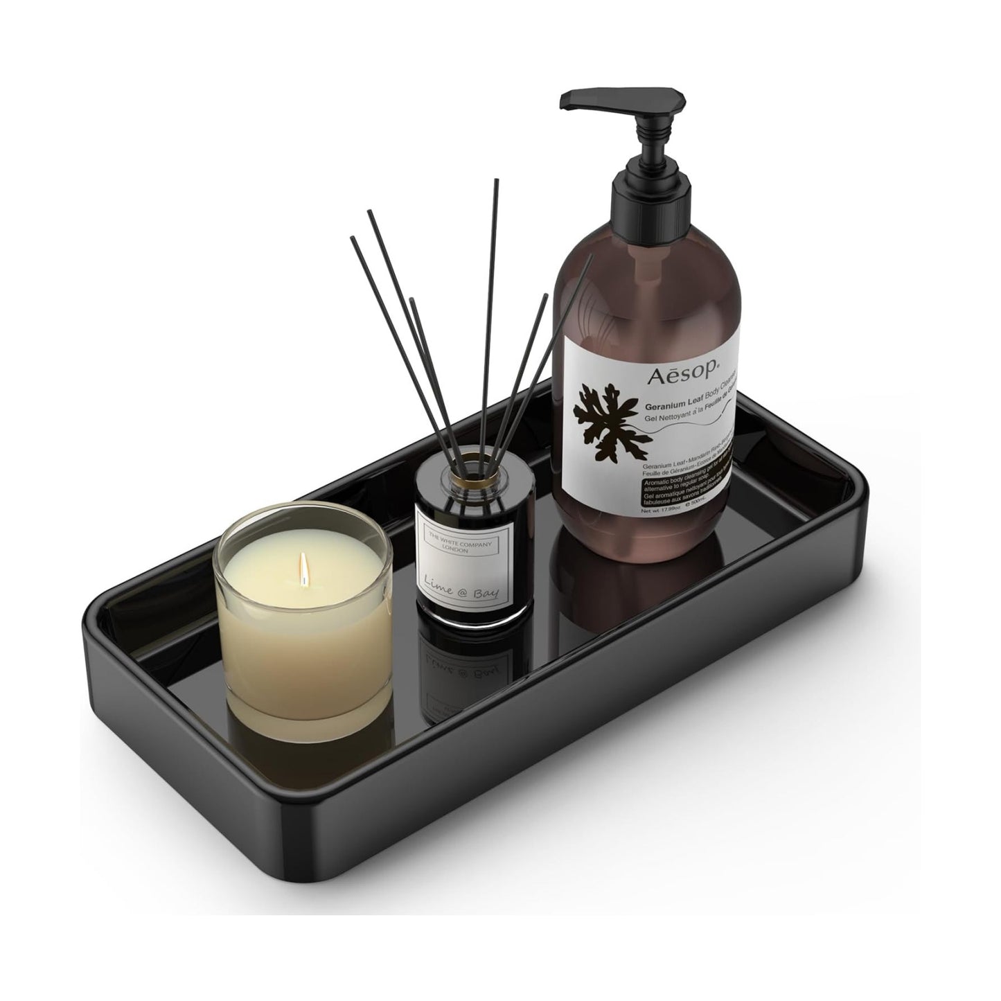 8" Ceramic Kitchen Soap Tray / Black / 7.9 x 4 x 1.1