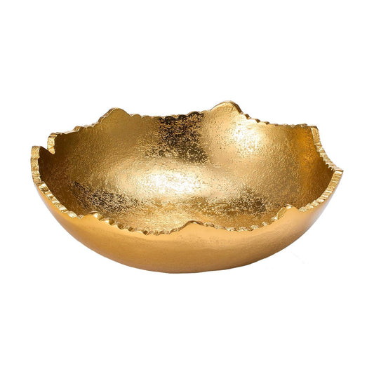 Decorative Moon Decorative Metal Torn Hammered Asymmetrical Centerpiece Bowl / Gold / 8.5 Inch