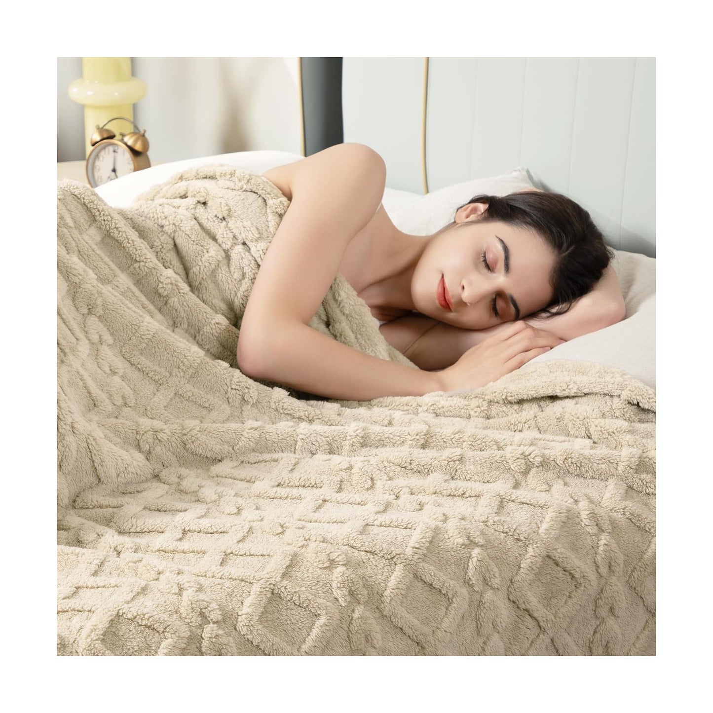 Aganear Fleece Throw Blanket for Couch Sofa 60"x80" Khaki