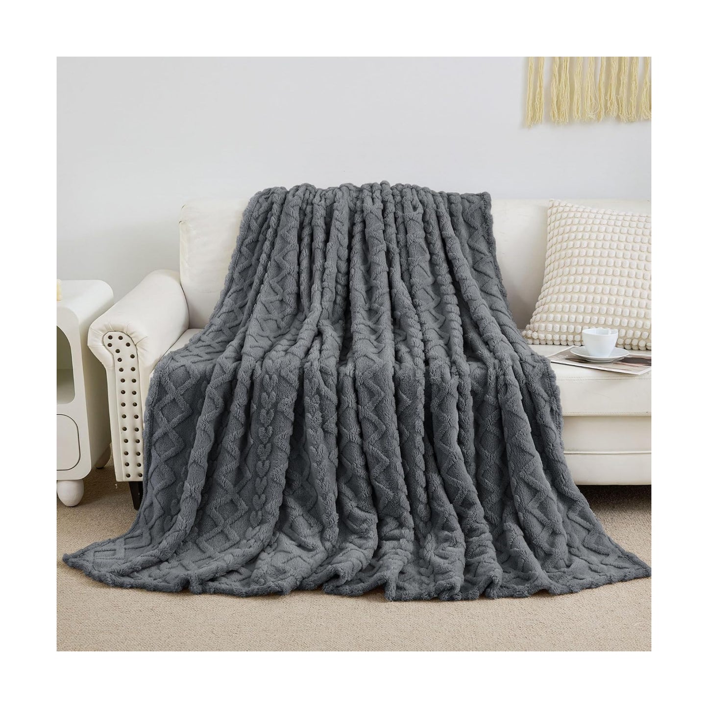 Aganear Fleece Throw Blanket for Couch Sofa 60"x80" Grey