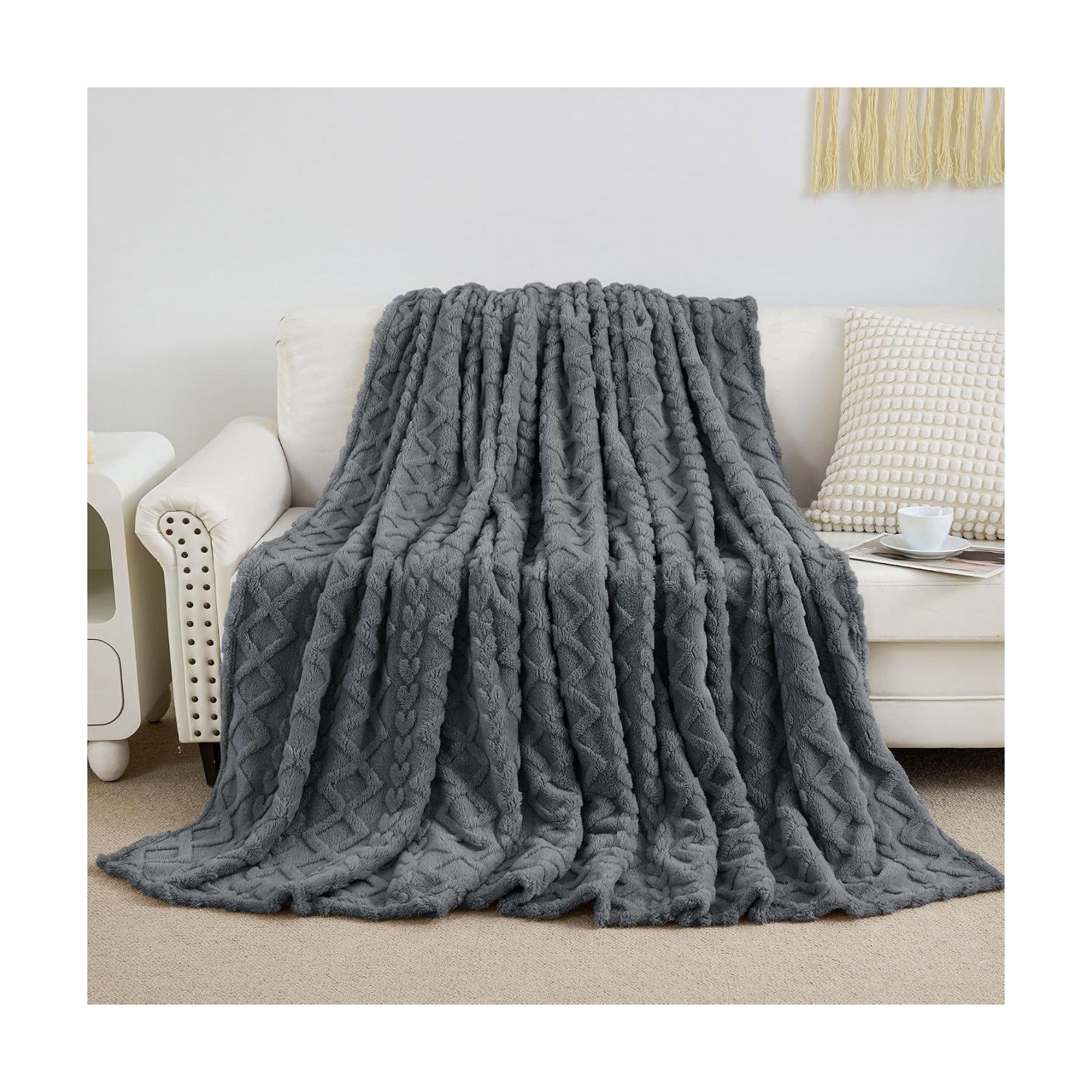 Aganear Fleece Throw Blanket for Couch Sofa 60"x80" Grey