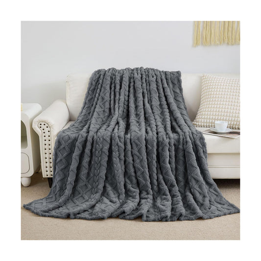 Aganear Fleece Throw Blanket for Couch Sofa 60"x80" Grey