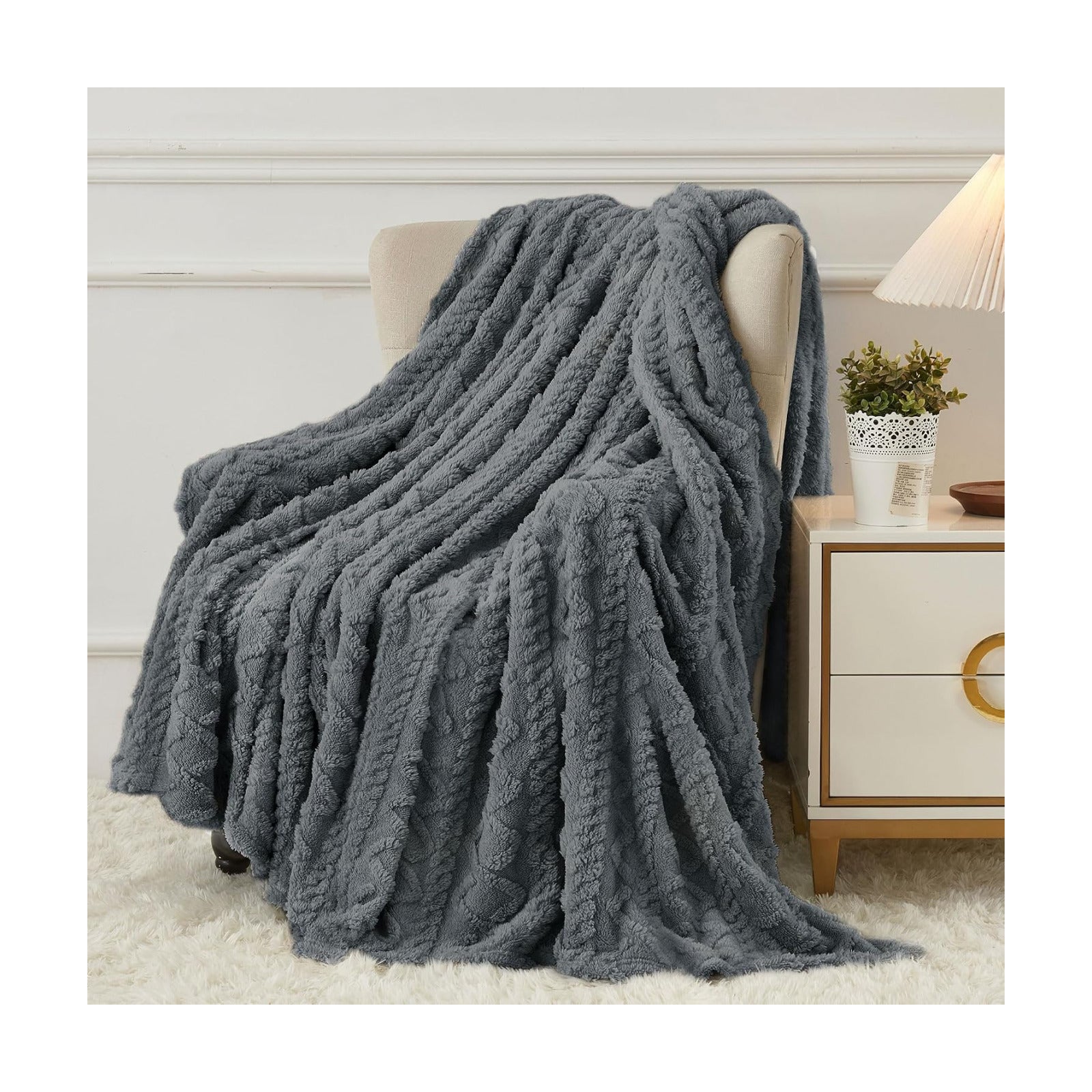 Aganear Fleece Throw Blanket for Couch Sofar 50"x60" Grey