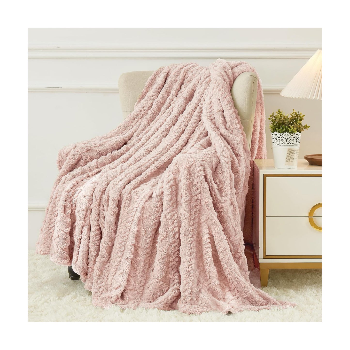 Aganear Fleece Throw Blanket for Couch Sofa 50"x60" Pink