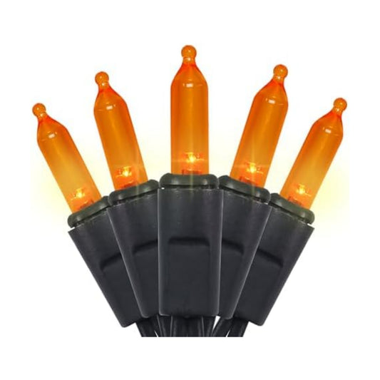 Orange LED Halloween Lights - 35 Count Orange Christmas String Lights for Small Tree, Crafts, Holiday, Indoor/Outdoor Halloween Decorations, 11 Feet Black Wire, UL Certified, Connectable