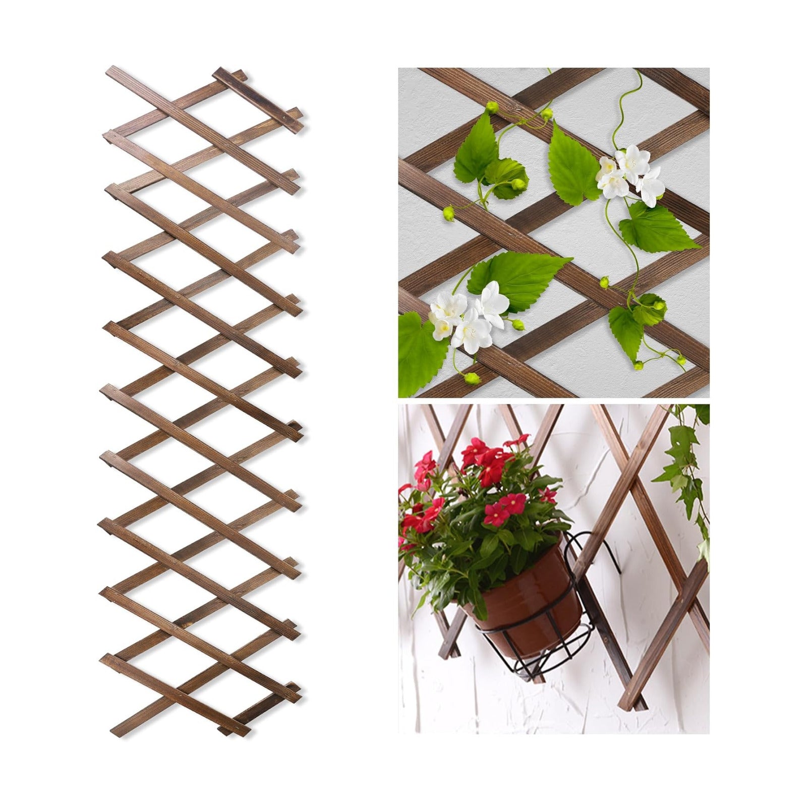Wood Lattice Fence Panels for Outside 13.4"x78.8" Expandable Natural Wooden Wall Trellis Board Decorative Lattice