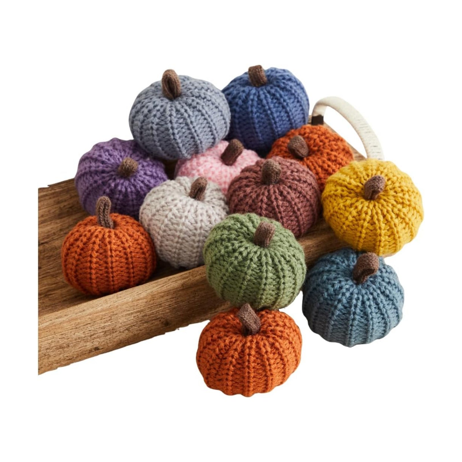 Mini Knit Pumpkins Set of 12, Warm Pumpkin Colors (Mini Assorted Set 12)