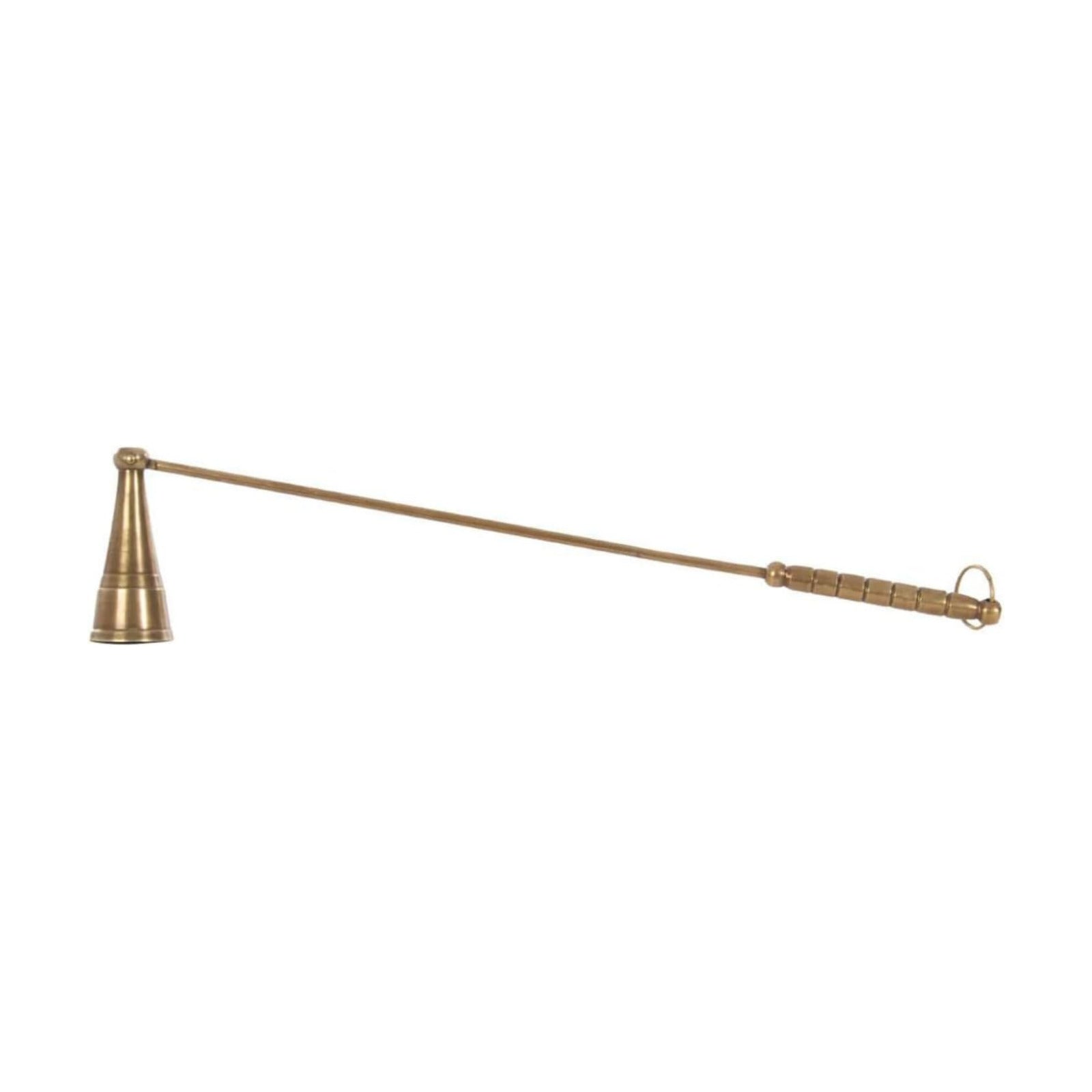 Antique Brass Candle Snuffer Long Handle Flame Extinguisher 11.5 | Tapered Bell, Slim Profile, One-of-a-Kind Accent