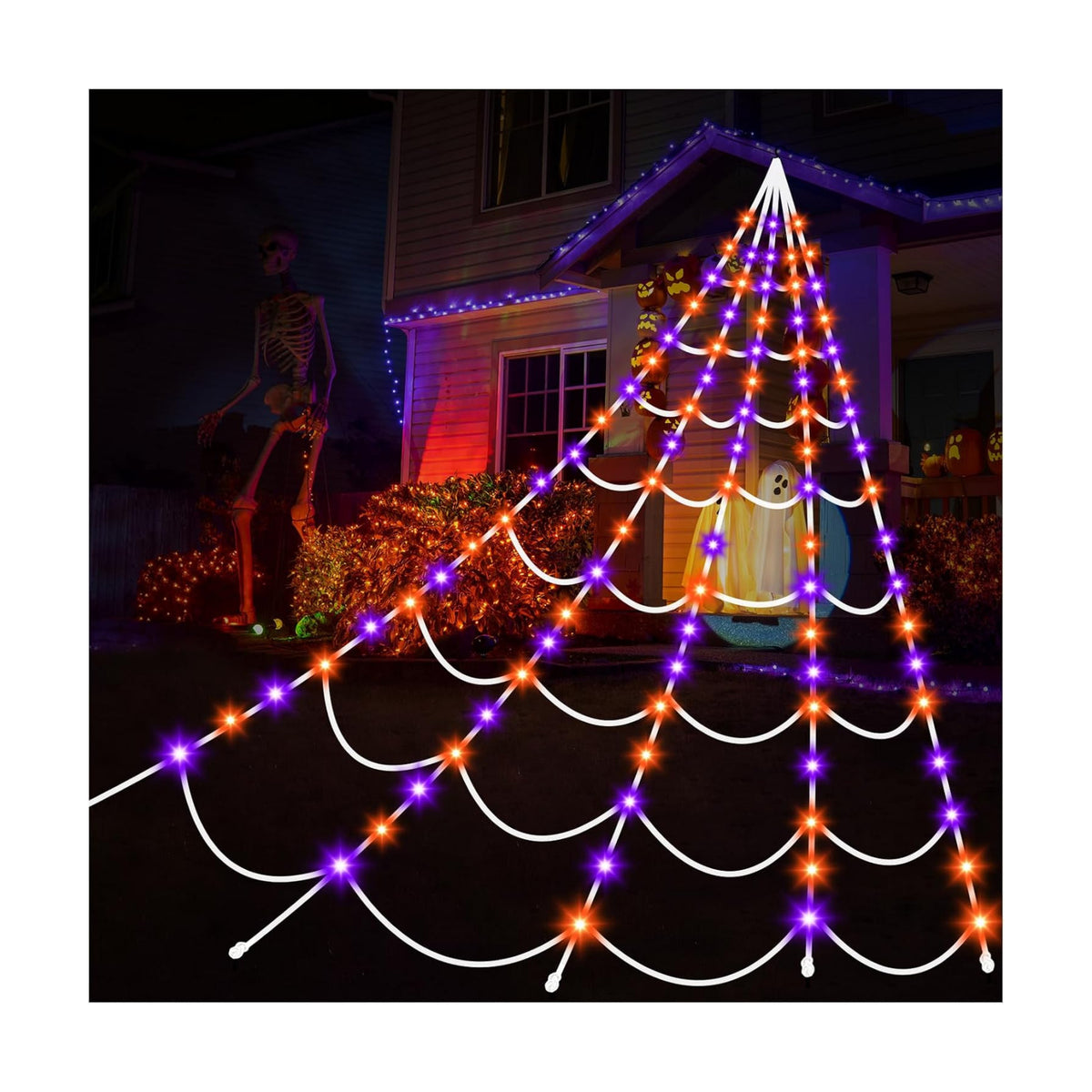 Halloween Decorations Outdoor Spider Web: 17.4Ft Light Up Spider Webs Decor