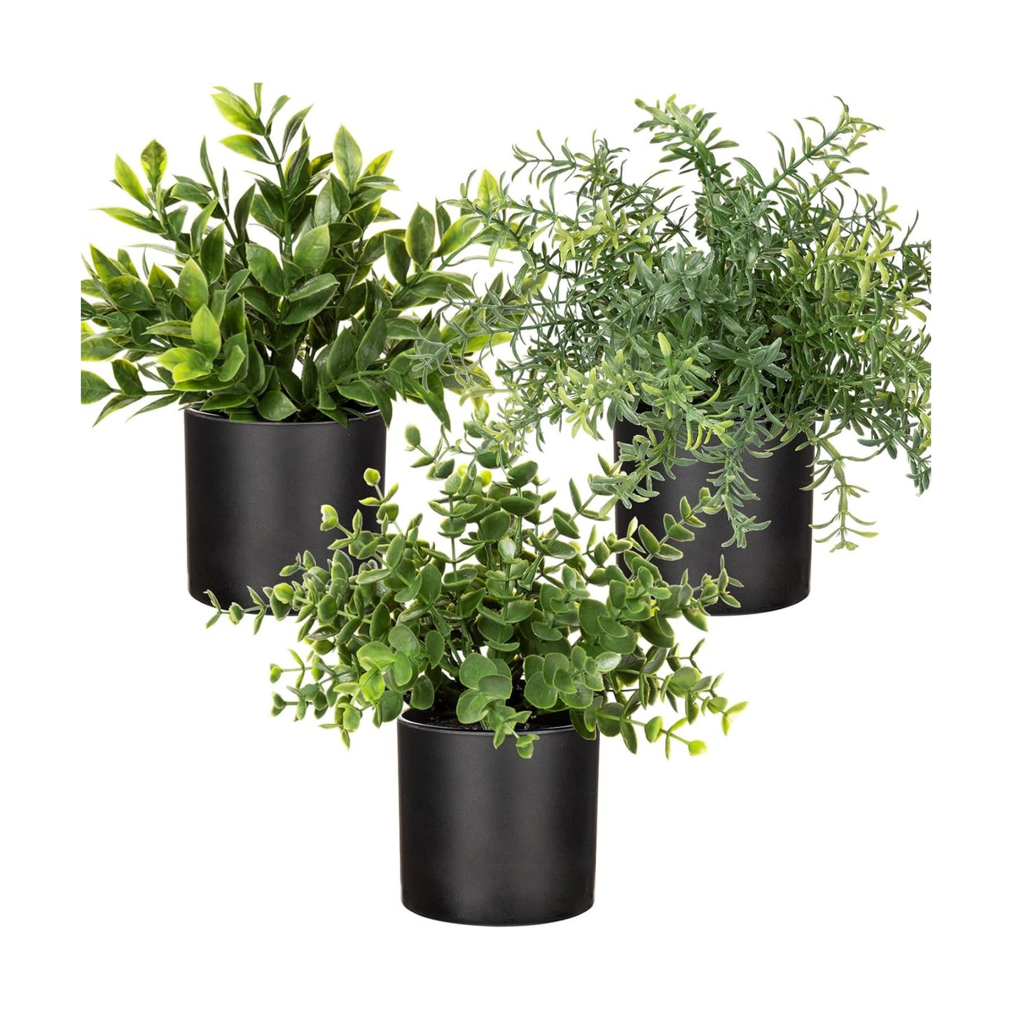 Plastic Pot Artificial Potted Plants for Rustic Farmhouse Decor / Plastic Pot #01 / Set of 3