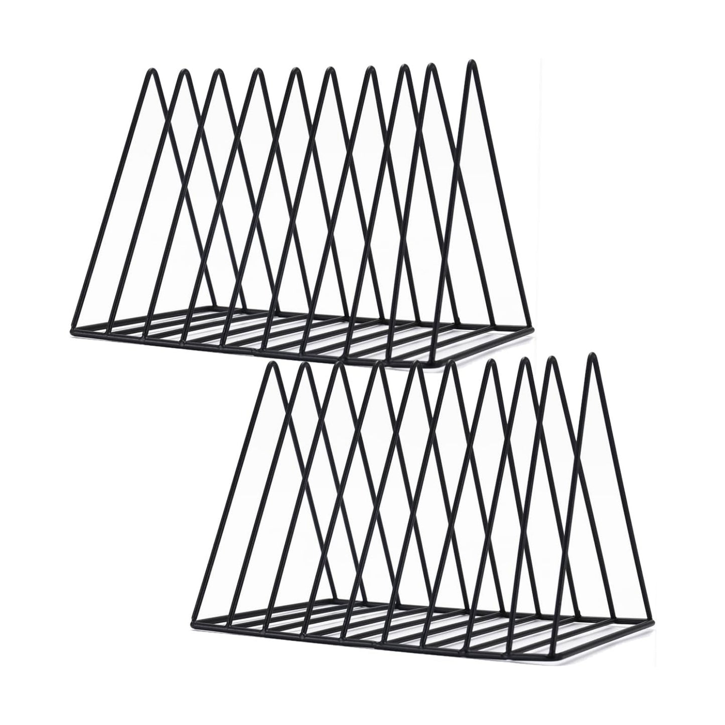 Sooyee 2 Pack Black Magazine Holder, 9 Slot Desktop File Sorter | Magazine Holder, Book Album Display Rack, Desktop