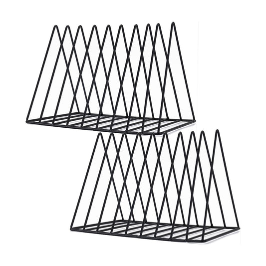 Sooyee 2 Pack Black Magazine Holder, 9 Slot Desktop File Sorter | Magazine Holder, Book Album Display Rack, Desktop