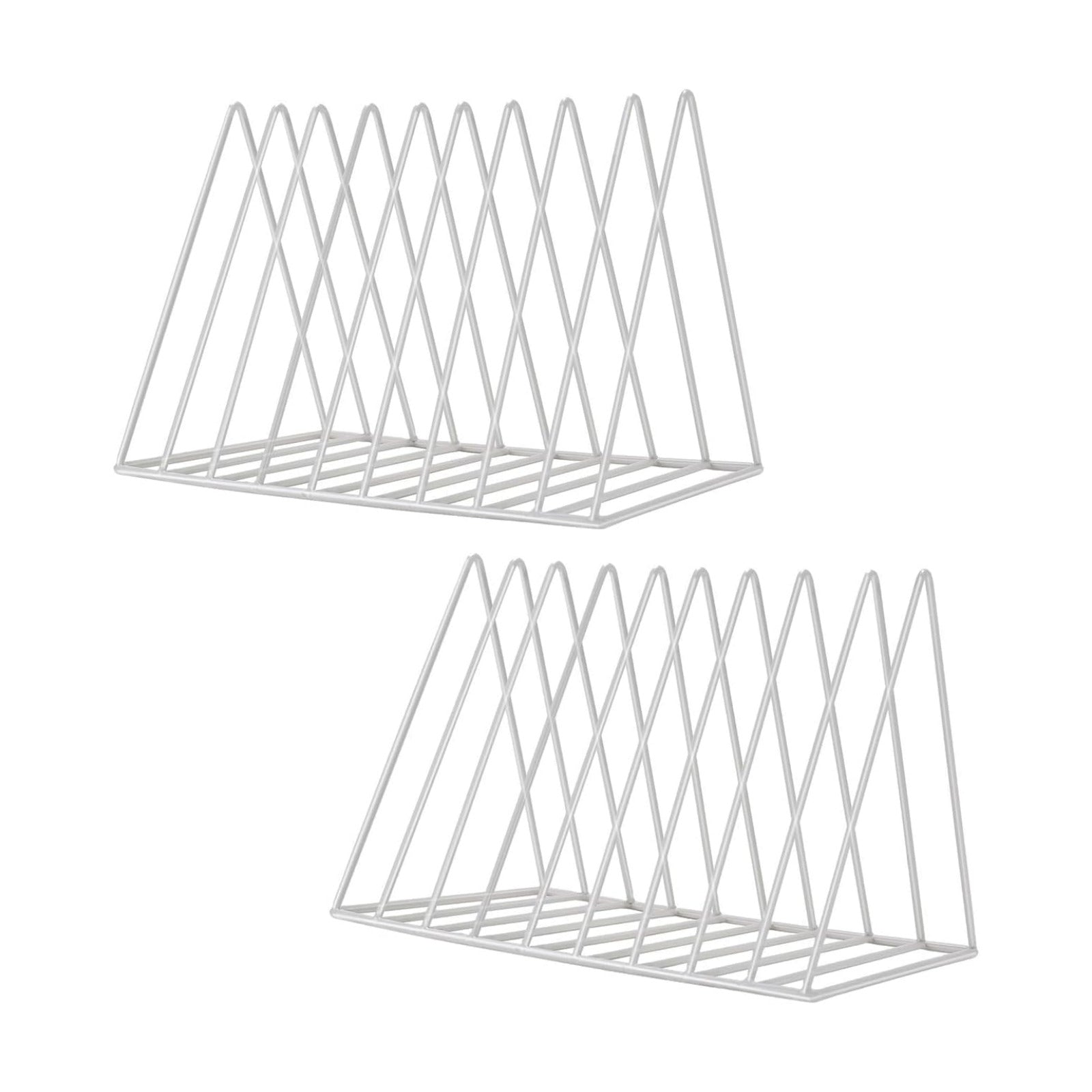 Sooyee 2 Pack 9 Slot White Magazine Holder, Desktop File Sorter Organizer Triangle Bookshelf Decor for Home Office
