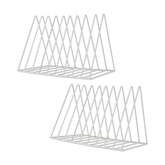 Sooyee 2 Pack 9 Slot White Magazine Holder, Desktop File Sorter Organizer Triangle Bookshelf Decor for Home Office