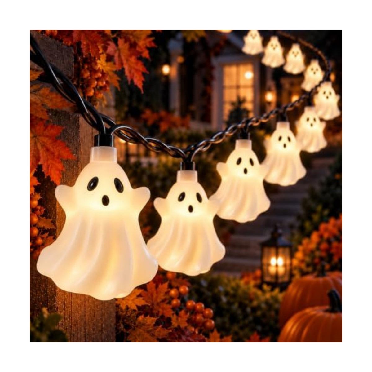 Halloween Ghost String Lights 8.5FT 10 White Ghost Lights for Party Decor
