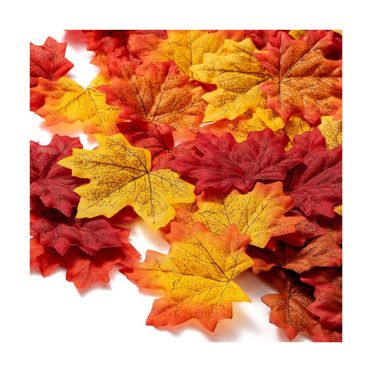 Jiesky 360 Pcs 8cm/3.1inch Artificial Maple Leaves 6 Colors Fall Leaves Thanksgiving Day Autumn Leaf Decorations Wedding Parties Props Party Table Decor Crafts 2024