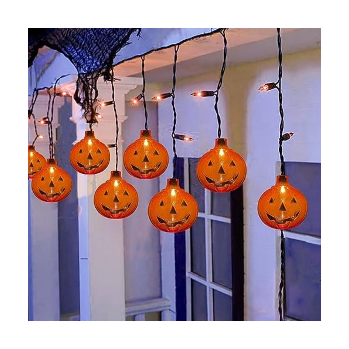 Halloween Pumpkin Icicle Lights, 7Ft Outdoor Halloween Decorations String Light with 10 Pumpkin Light 15 Mini Orange Bulbs, Plug in Pumpkin Curtain Lights for Indoor Outdoor Patio Party Holiday