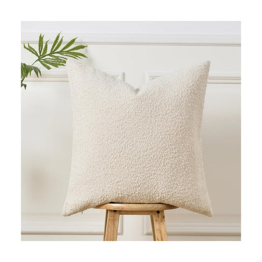 Textured Boucle Pillow Covers / Cream / 18 x 18